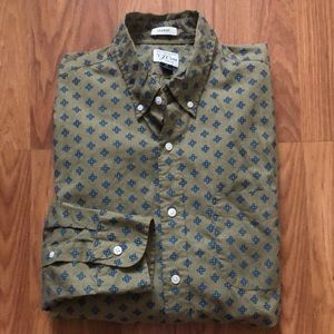 J. Crew Classic Secret Wash Stretch Long Sleeve Print Shirt Sz M